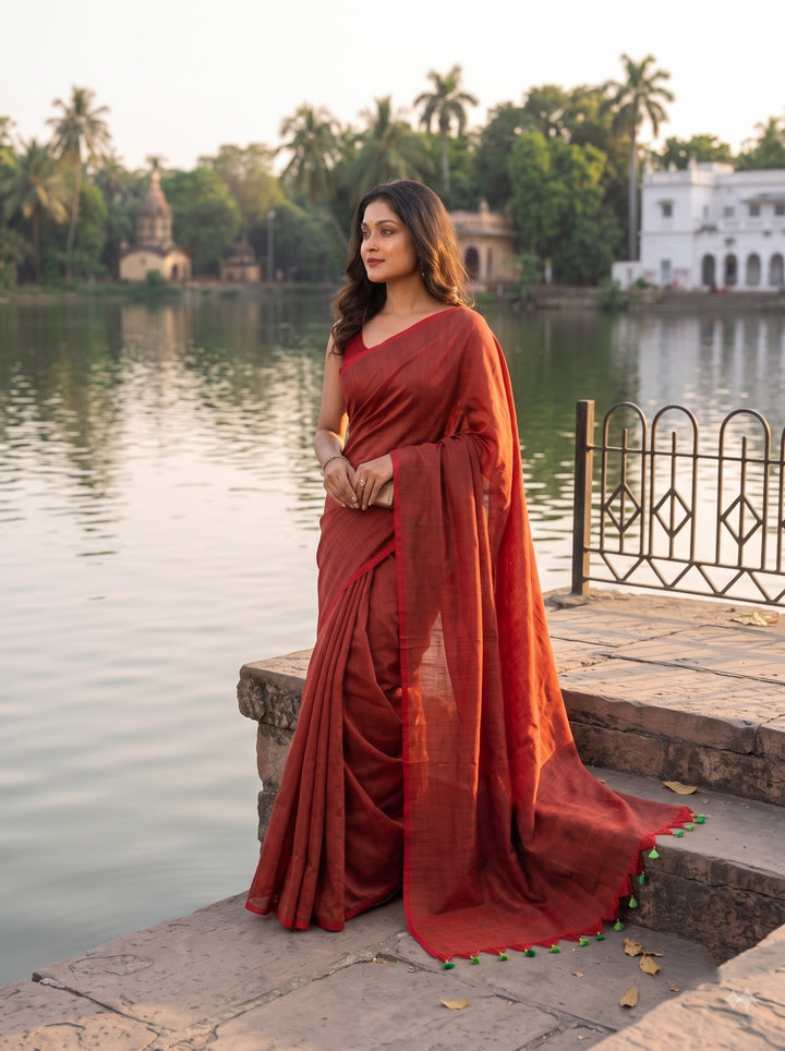 Dual Fun- Bengal Khadi Cotton Saree