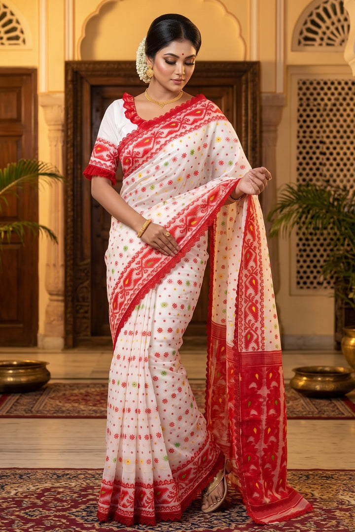 Aradhana Bengal Jamdani Saree with Blouse (Combo)