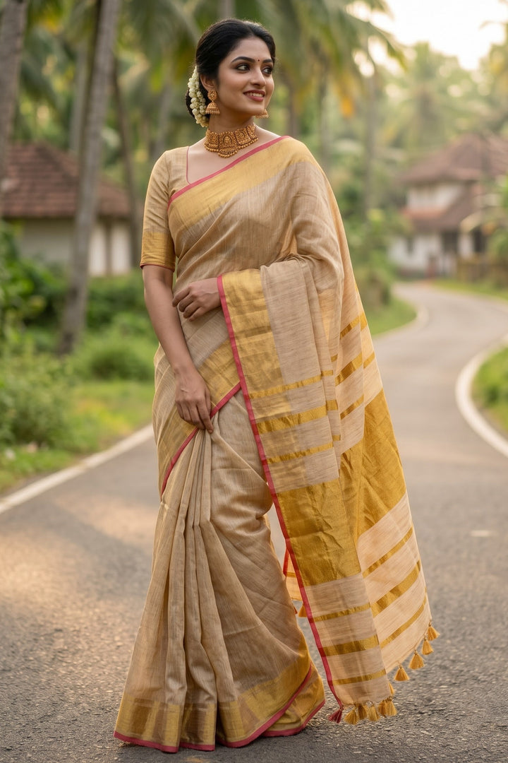 NeelDana Crush Tissue Linen Saree