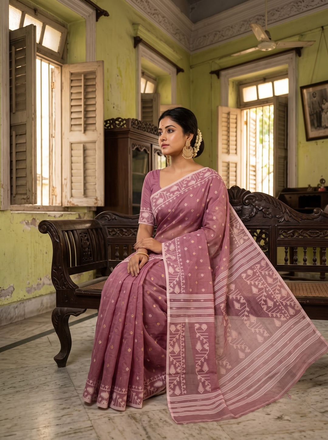 Ektu Bikel Karat Dhakai Jamdani Saree