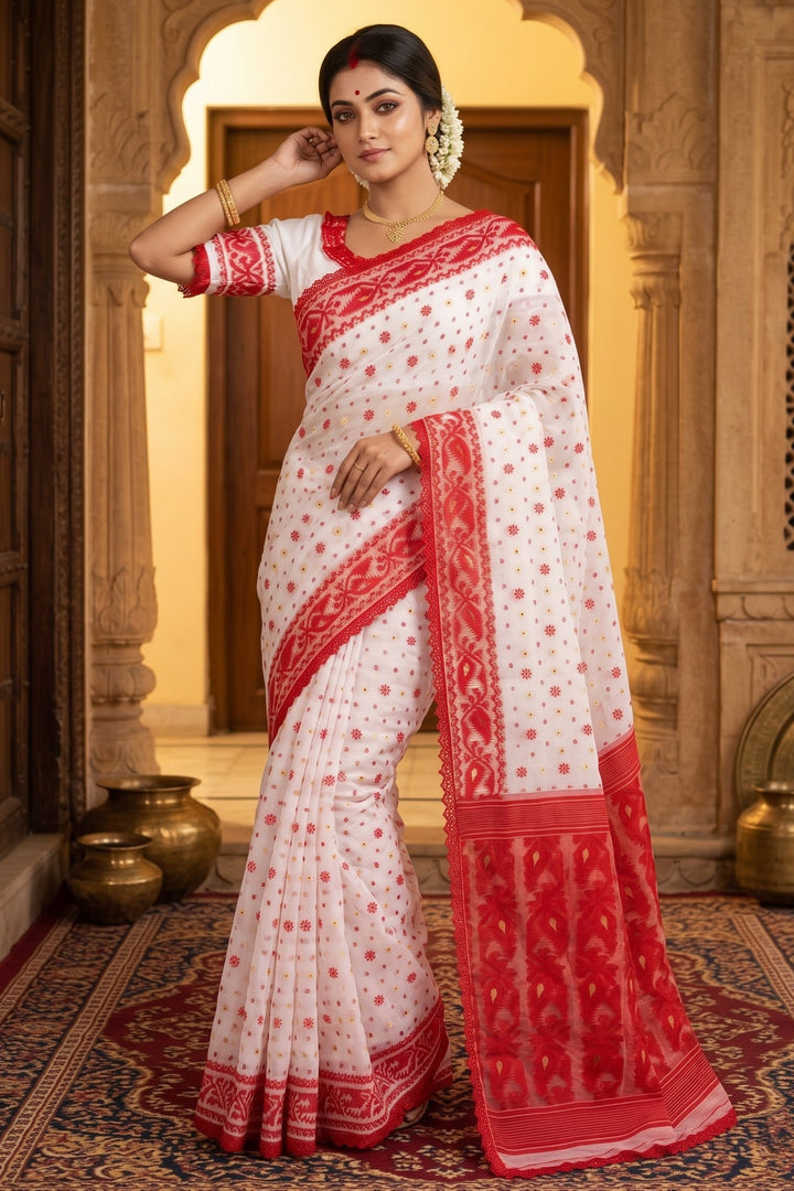 Aradhana Bengal Jamdani Saree with Blouse (Combo)
