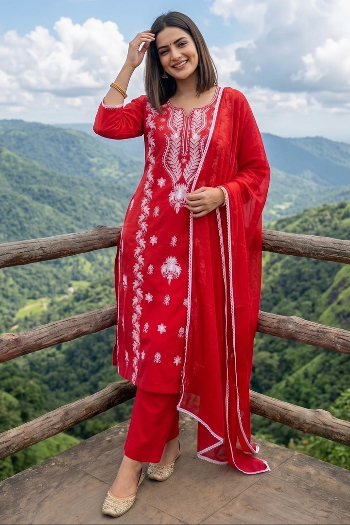 The One and Only - Chikankari Embroidered Cotton Kurti Set