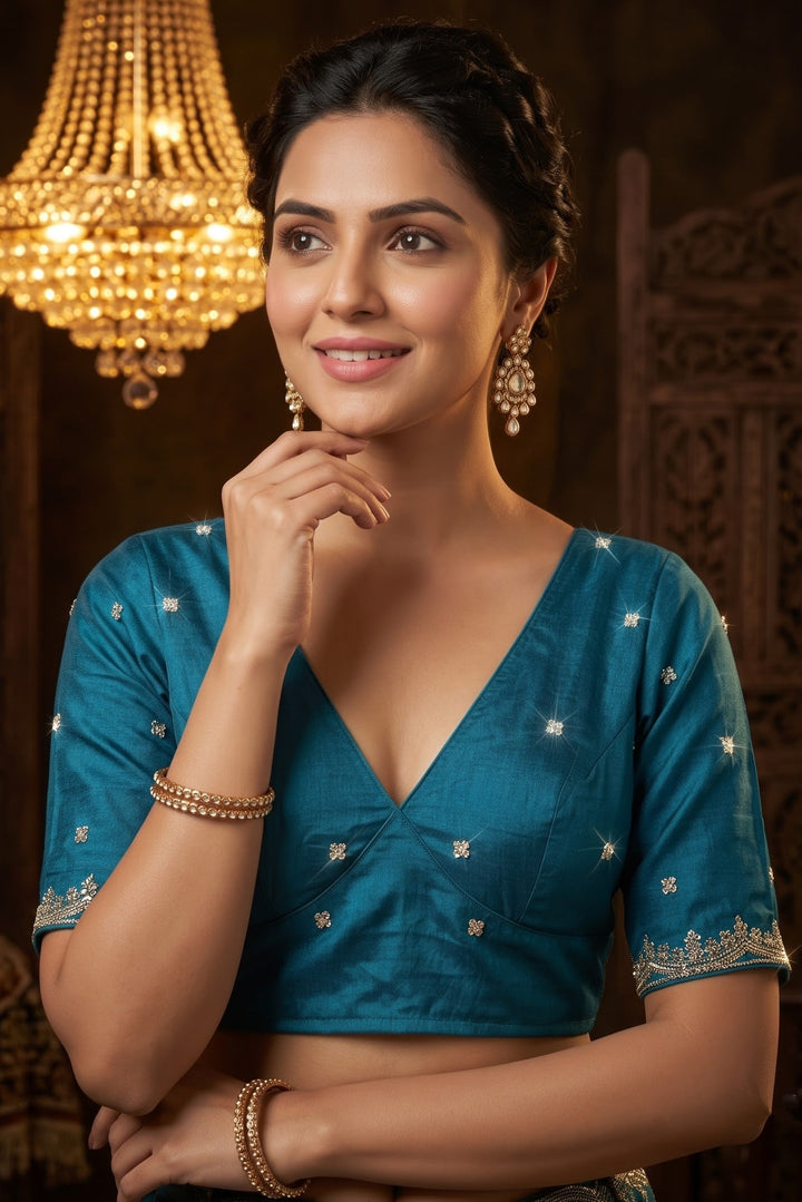 Falling For Florals Vichitra Silk Blouse