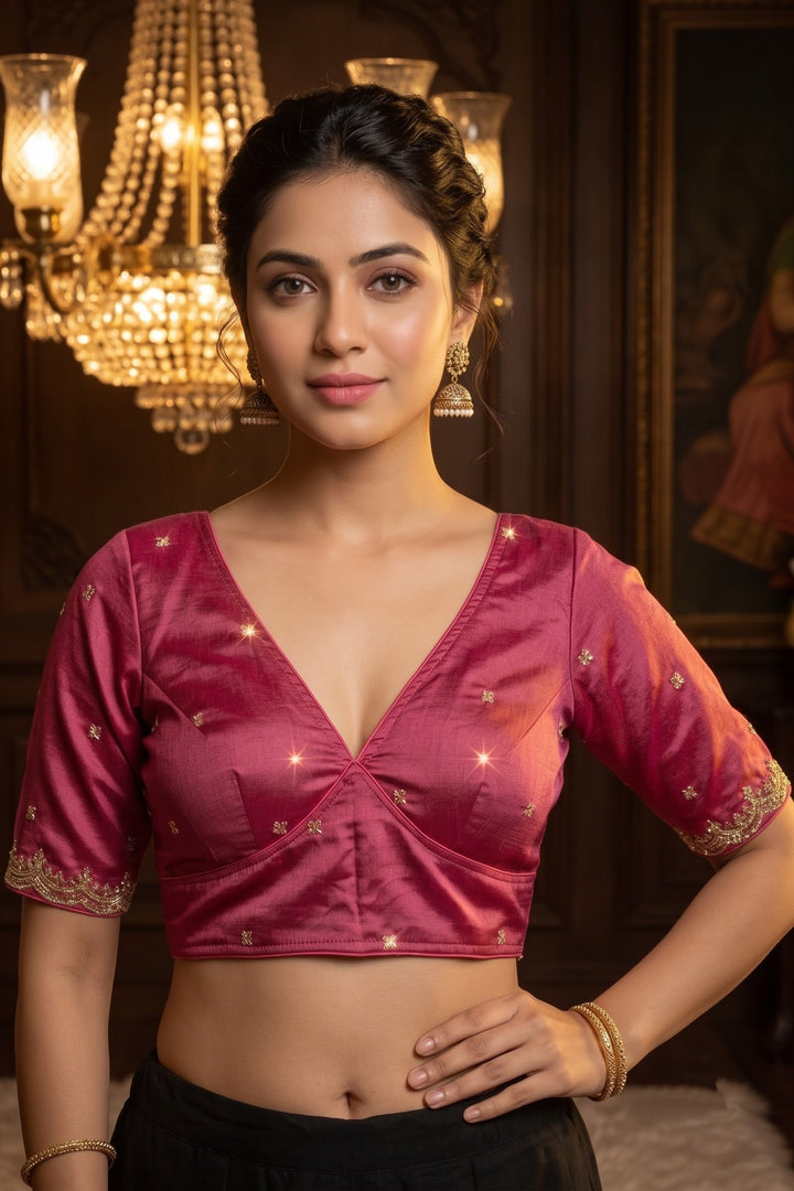 Falling For Florals Vichitra Silk Blouse
