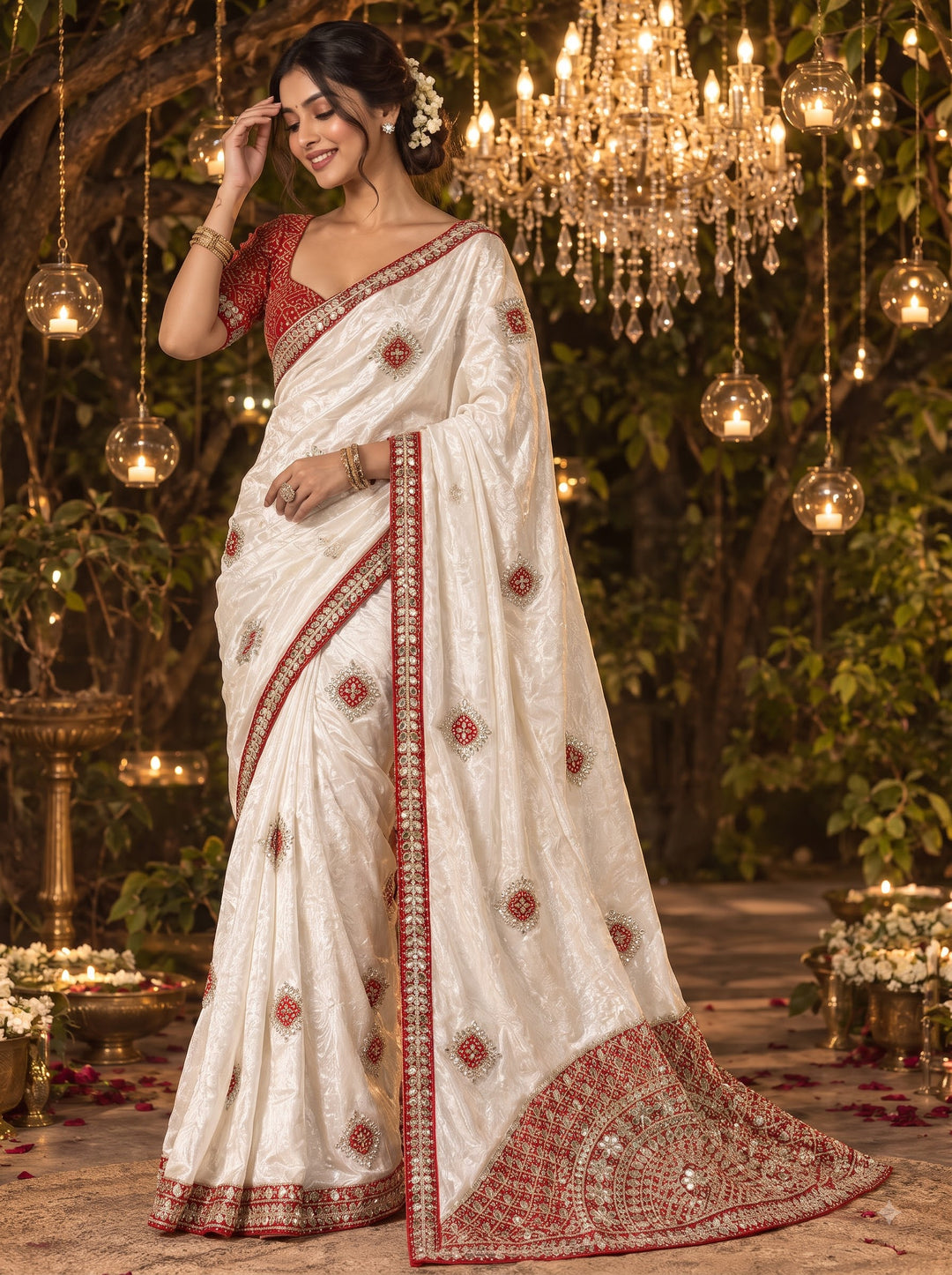 The Celebration Queen – Chinnon Silk Saree with Gota Patti Work