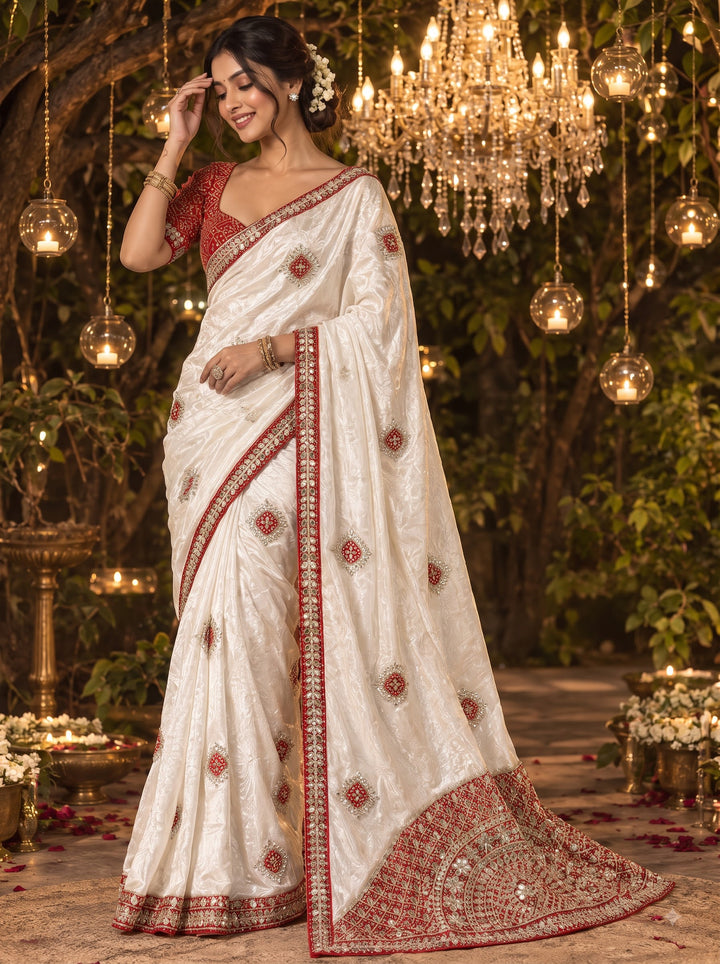 The Celebration Queen – Chinnon Silk Saree with Gota Patti Work