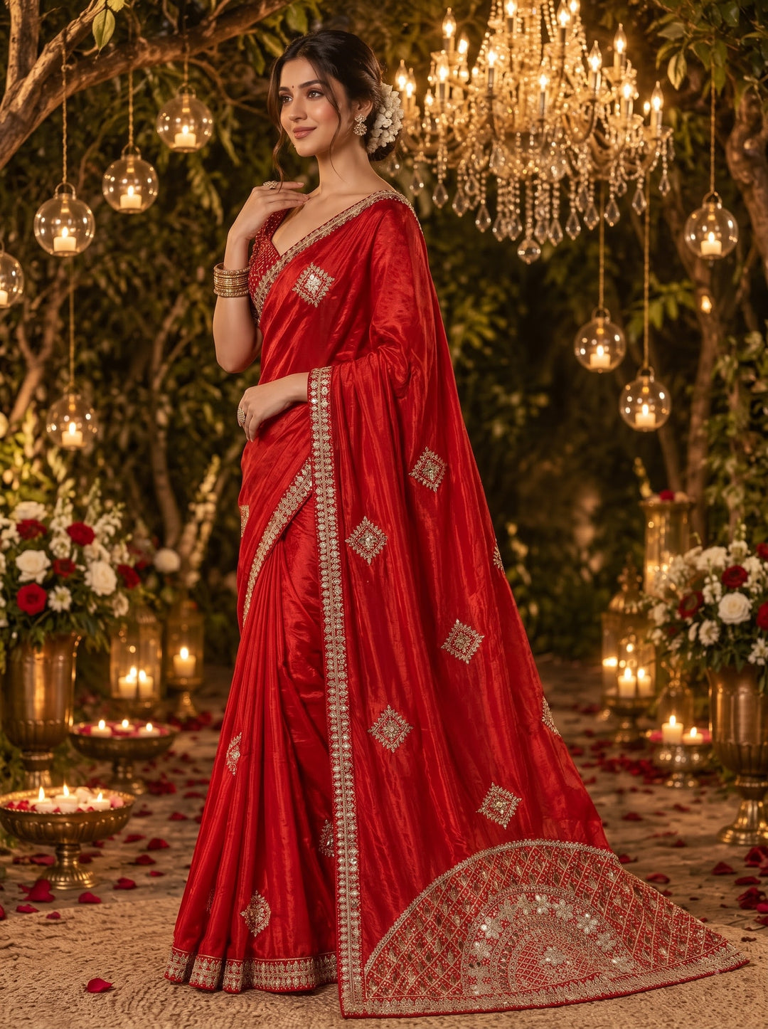 The Celebration Queen – Chinnon Silk Saree with Gota Patti Work