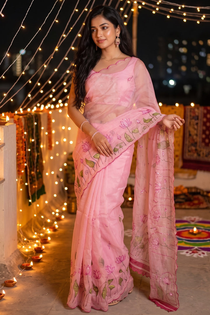 Midnight Spark– Digital Floral Print Katdana Saree