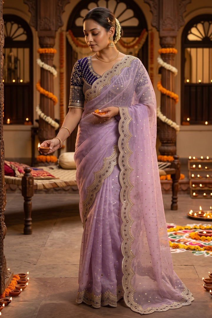 All That Glitters – Sequin & Zari Embroidered Frendy Satin Silk Saree