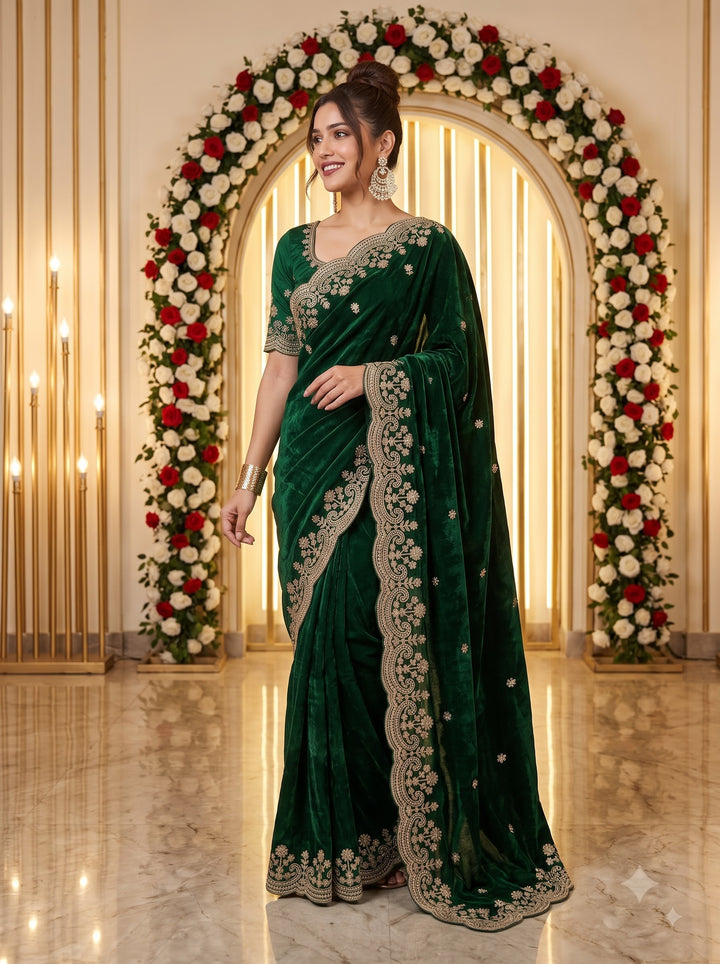 Glam Theory – Fancy Silk Saree with Sequin & Zari Embroidered