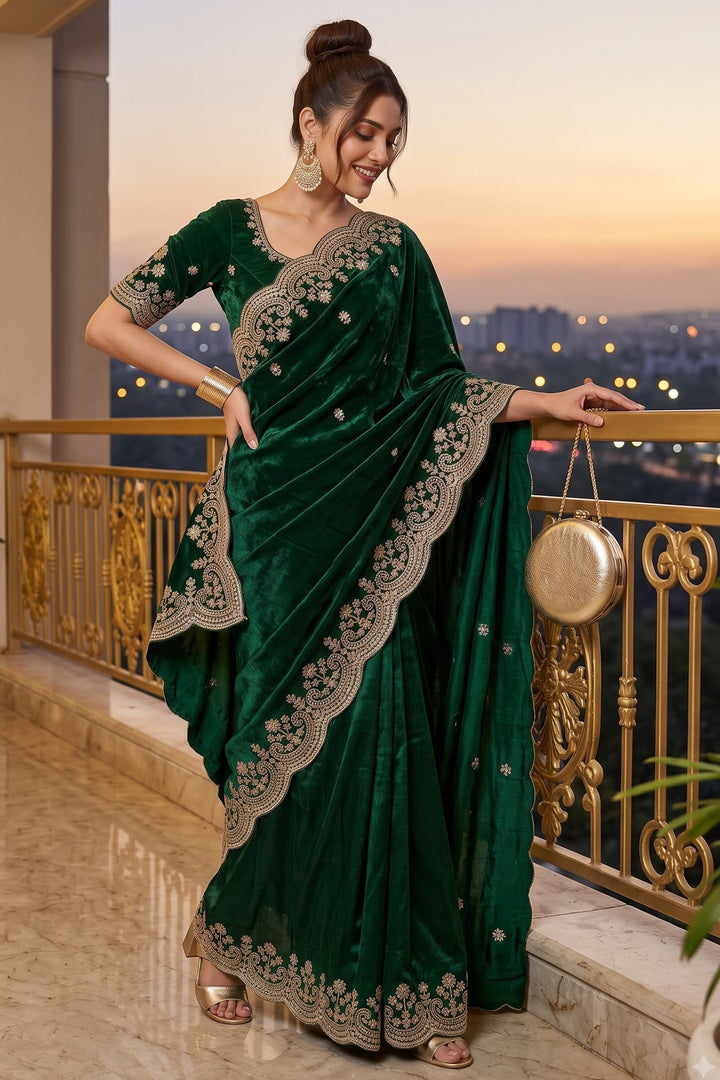 Glam Theory – Fancy Silk Saree with Sequin & Zari Embroidered