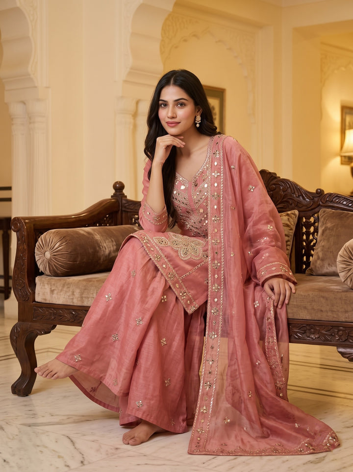 Blush Enigma - Mirror work Designer Suit set