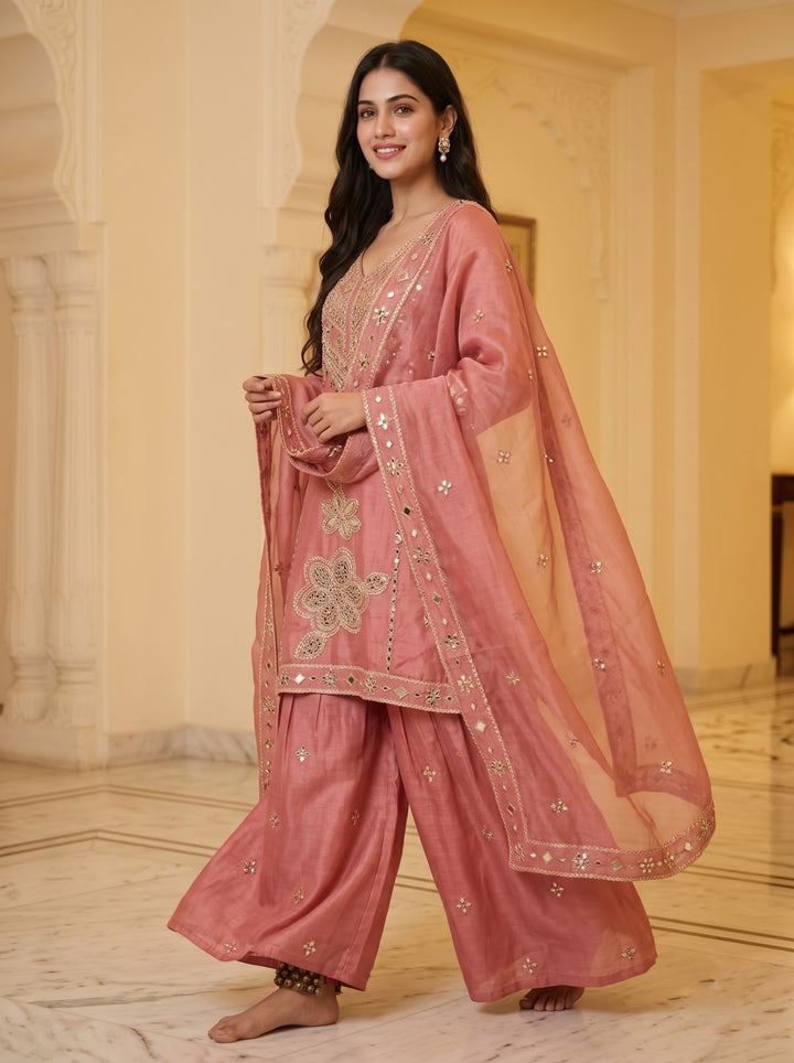 Blush Enigma - Mirror work Designer Suit set