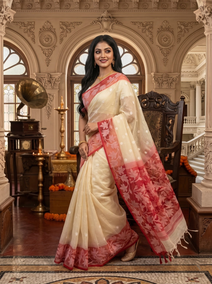 Amber Fall Banarasi Dhakai Kora Organza Saree