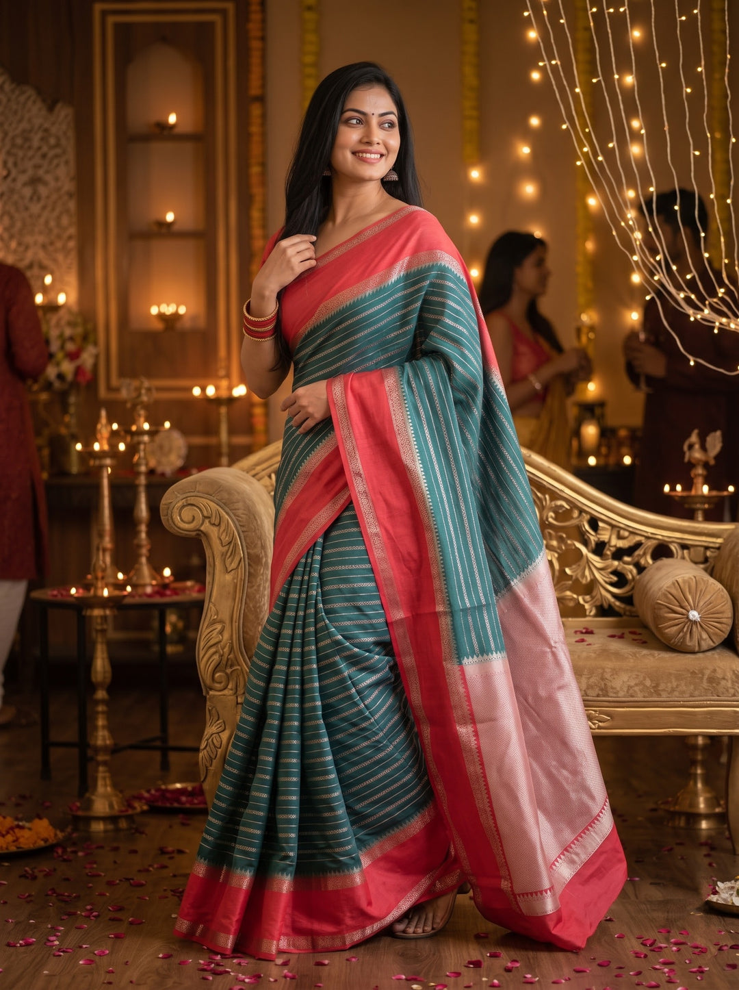 Elegant Emerald Banarasi Saree