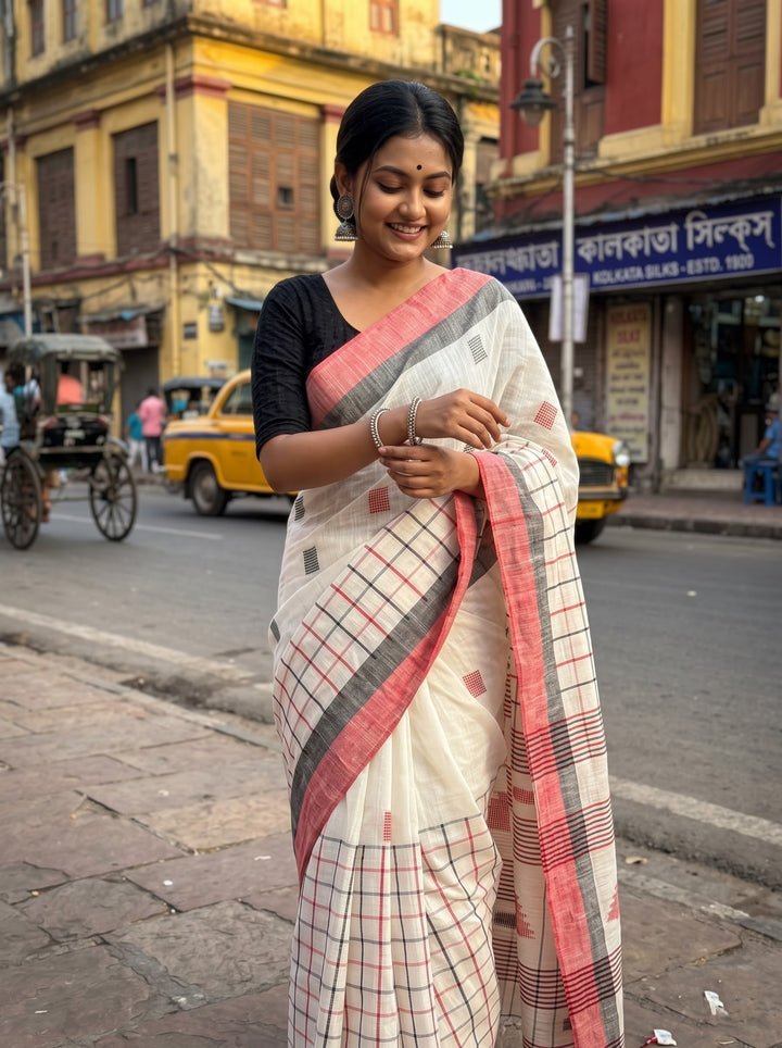 Embrace Heritage: Bengal Handloom  Khadi Cotton Saree