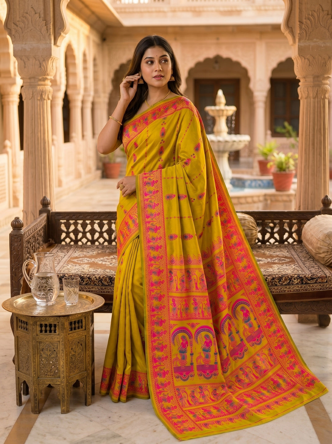 Rajnartaki Motif Baluchori Semi Silk Saree
