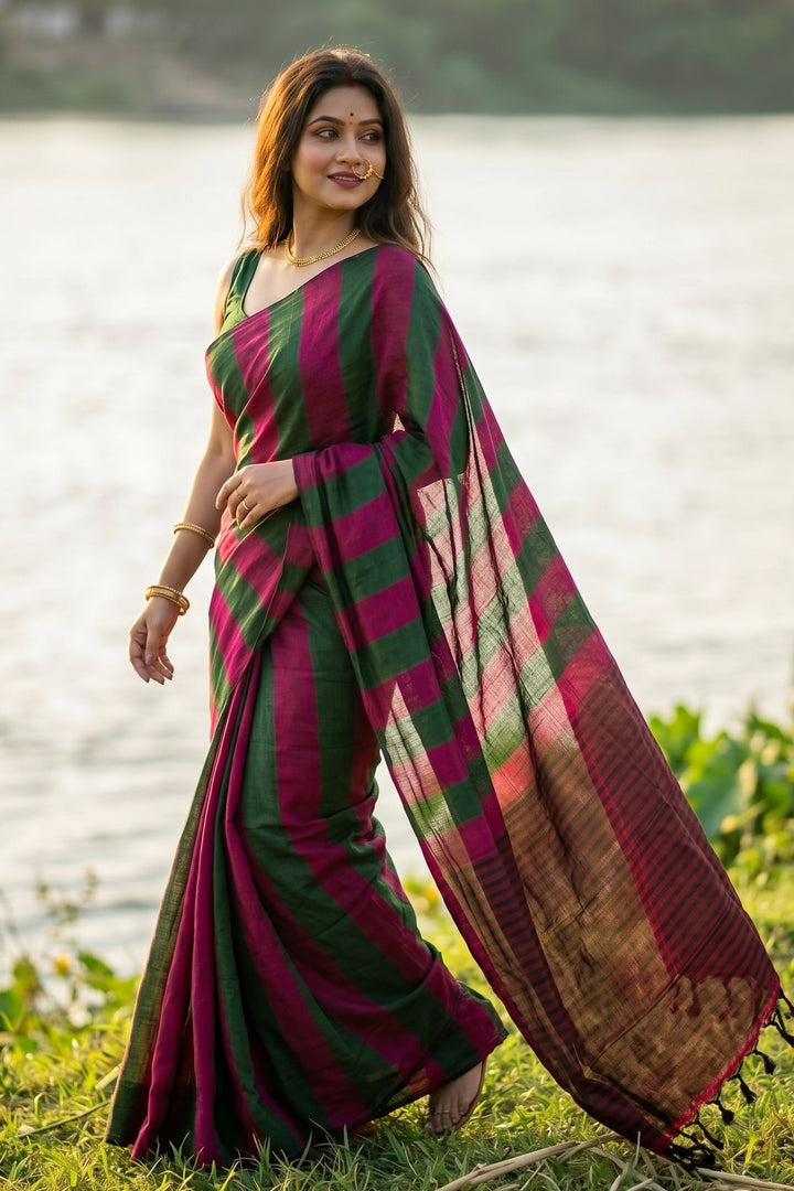 Multi Color Khadi Cotton Saree