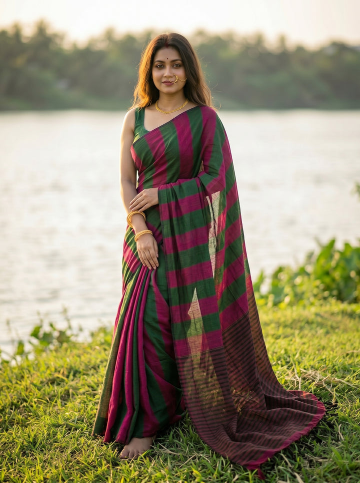 Multi Color Khadi Cotton Saree