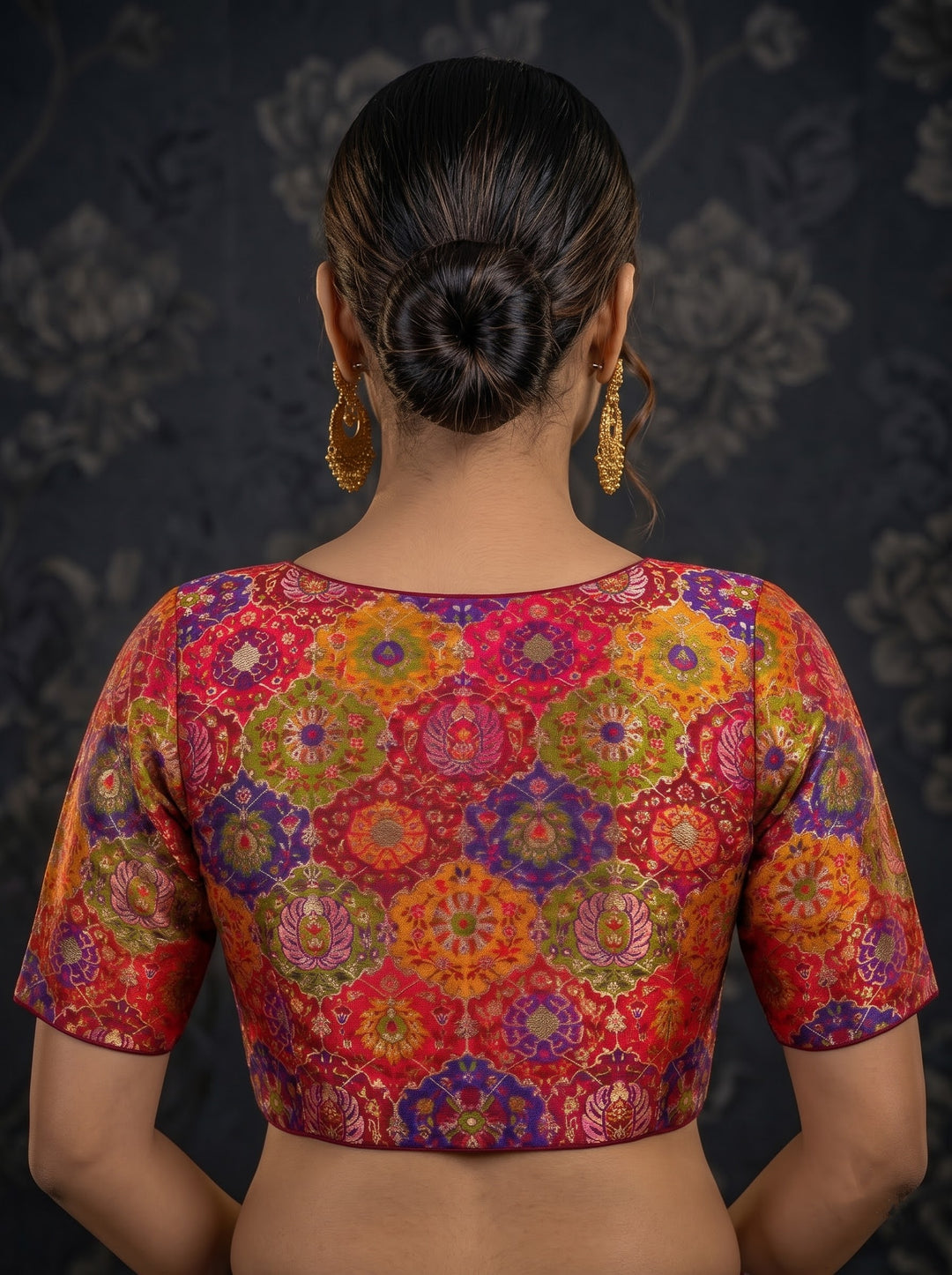 Crown on Repeat- Katan Silk Banarasi Blouse