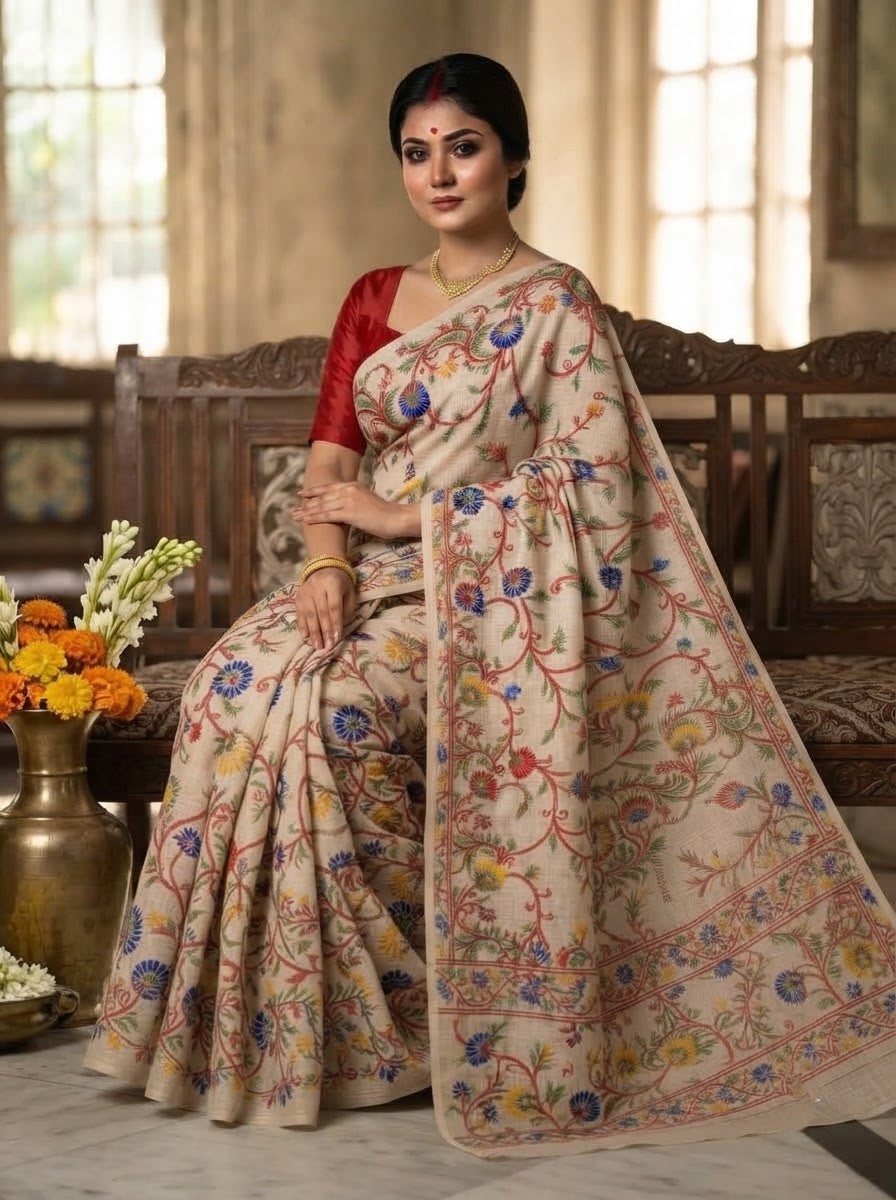 Phoollata Jamdani Exclusive Semi Tussar Jamdani Saree