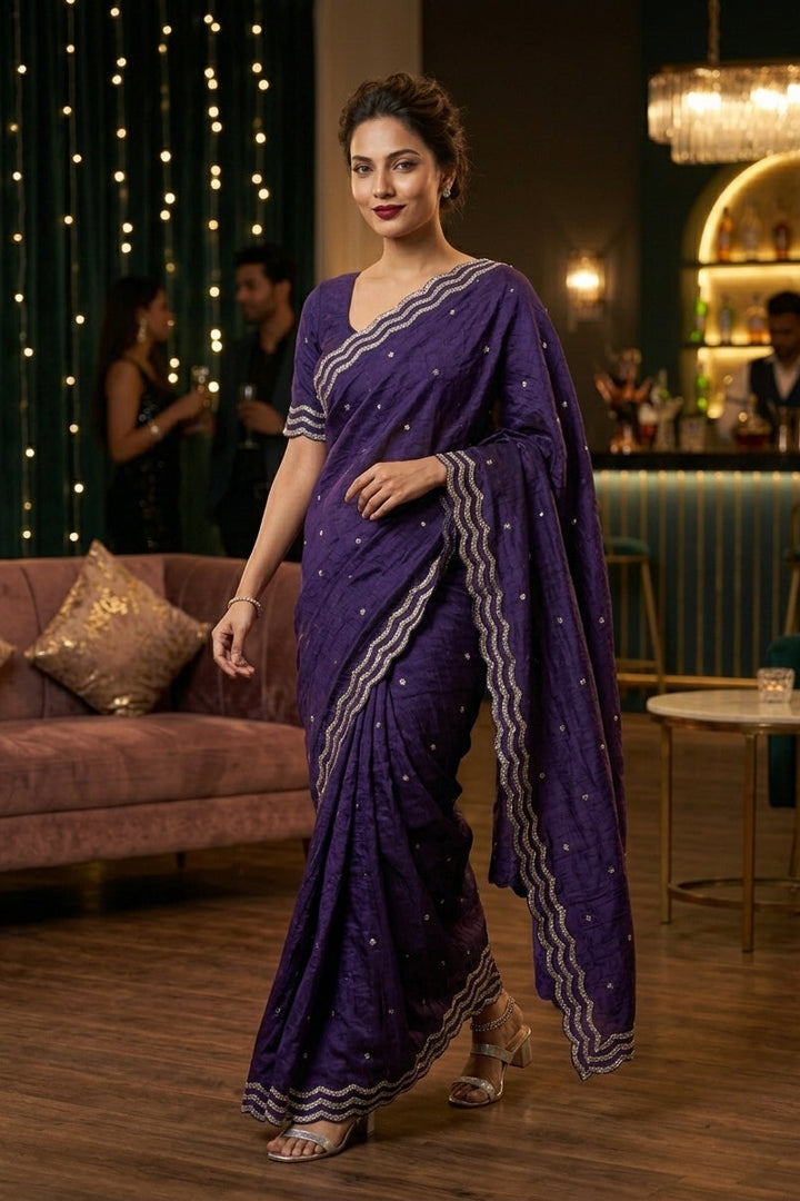 Ethnic Spiral Fancy Silk Saree