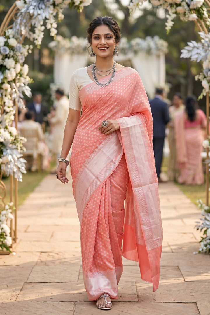 The Silver Buti Banarasi Cotton Silk Saree