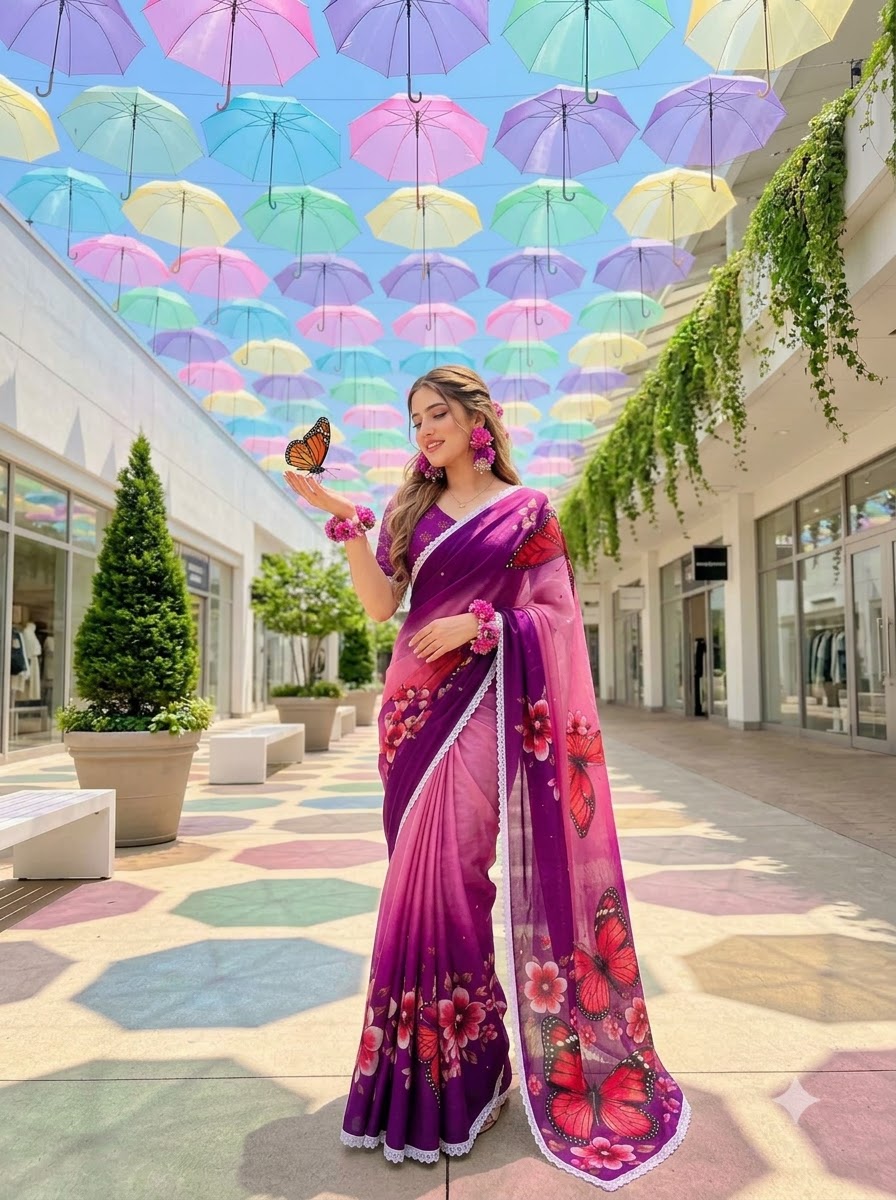 🦋 The Magic She Wears – Soft Linen Saree