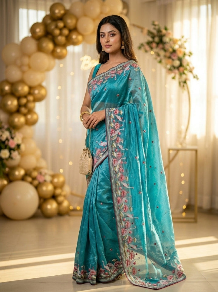 Secret Pulse Fancy Partywear Embroidery Silk Saree
