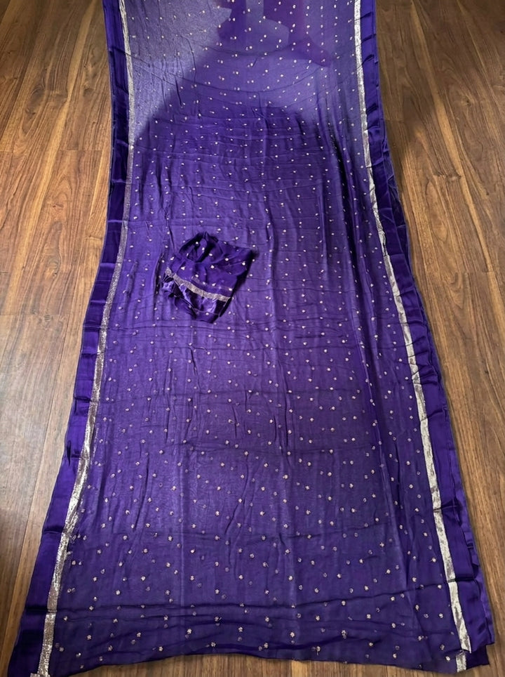 Amazing Chronicles Georgette Blue Silk Saree