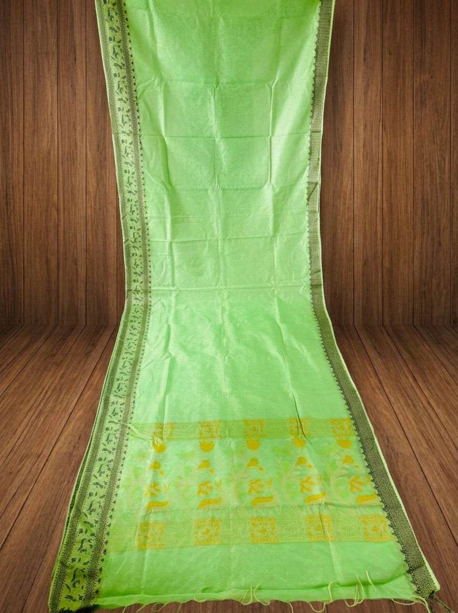 Everlasting Grace -Pure Handwoven Silk Linen Saree
