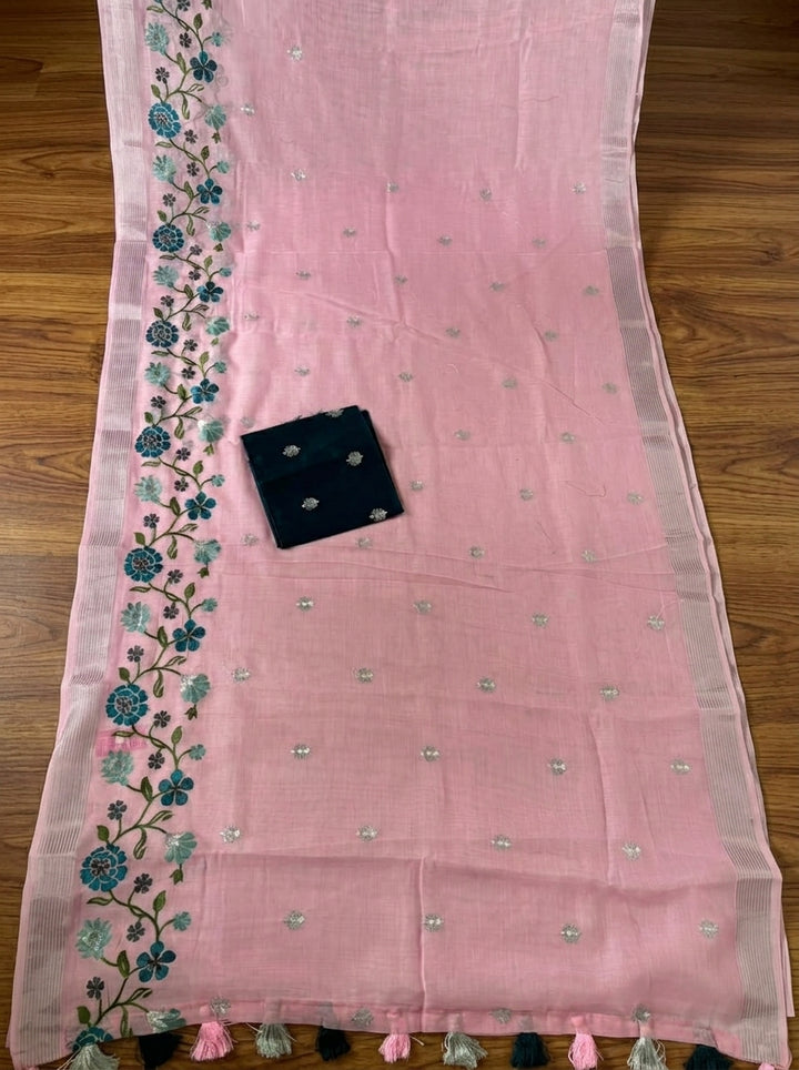 Vivid Whisper -Fancy Linen Saree