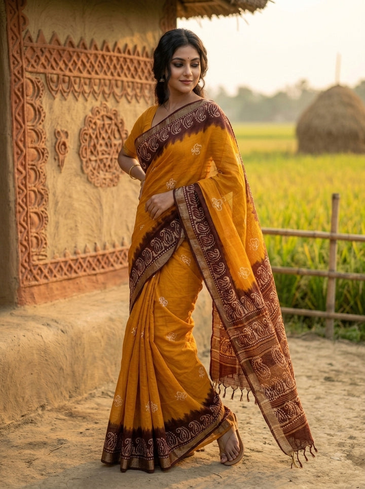 Ronger Porosh (রঙের পরশ) Cotton Linen Saree