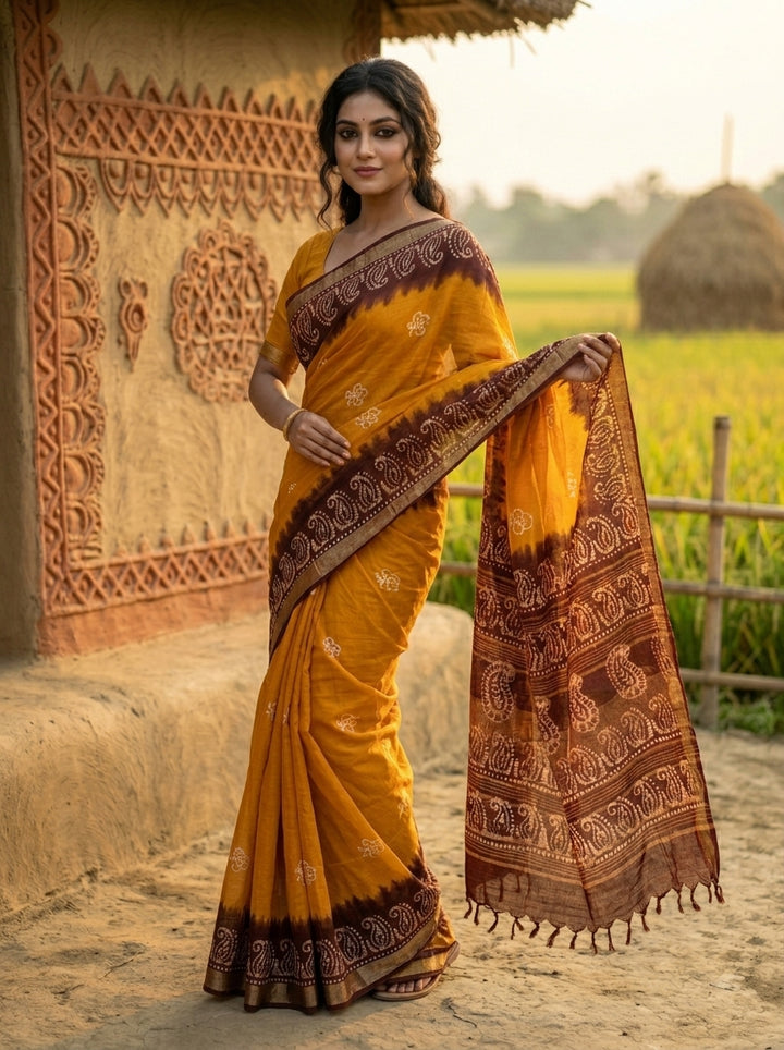 Ronger Porosh (রঙের পরশ) Cotton Linen Saree