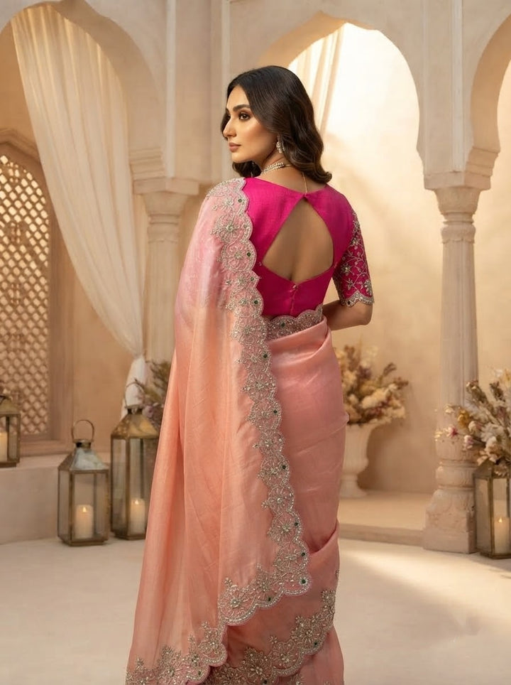 Seraphina Drape -  Designer Sequence Tissue Silk Saree with Designer (Unstitched) Blouse Piece