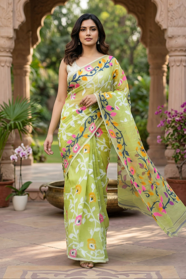 Neel Megh Dhakai Jamdani Saree