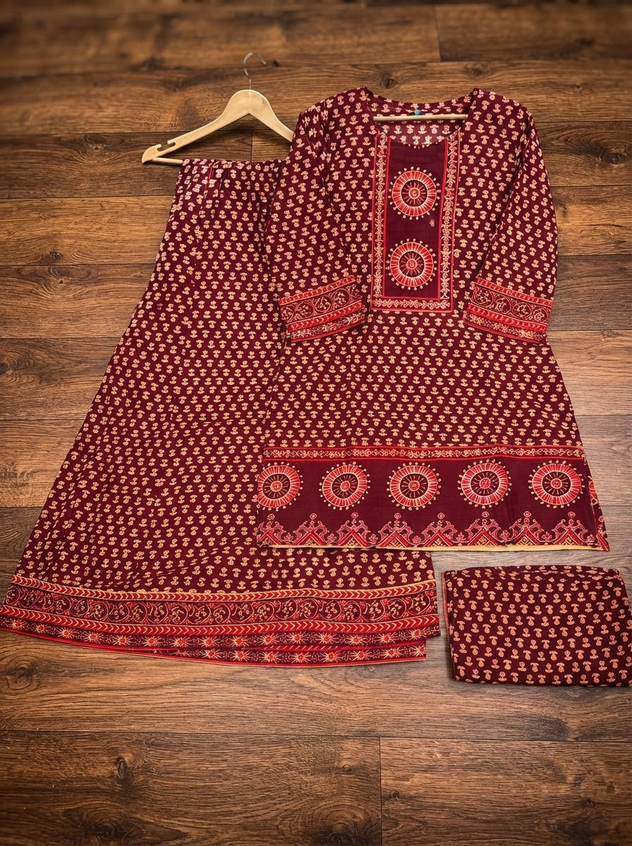 Floral Fable Cotton Kurti Set