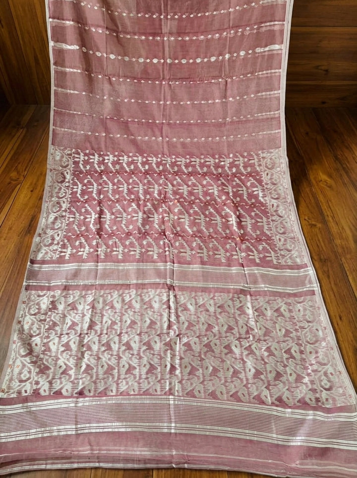 Shatarupa Bengal Jamdani Saree (Dusty Rose pink)