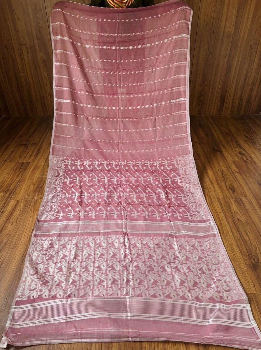 Shatarupa Bengal Jamdani Saree (Dusty Rose pink)