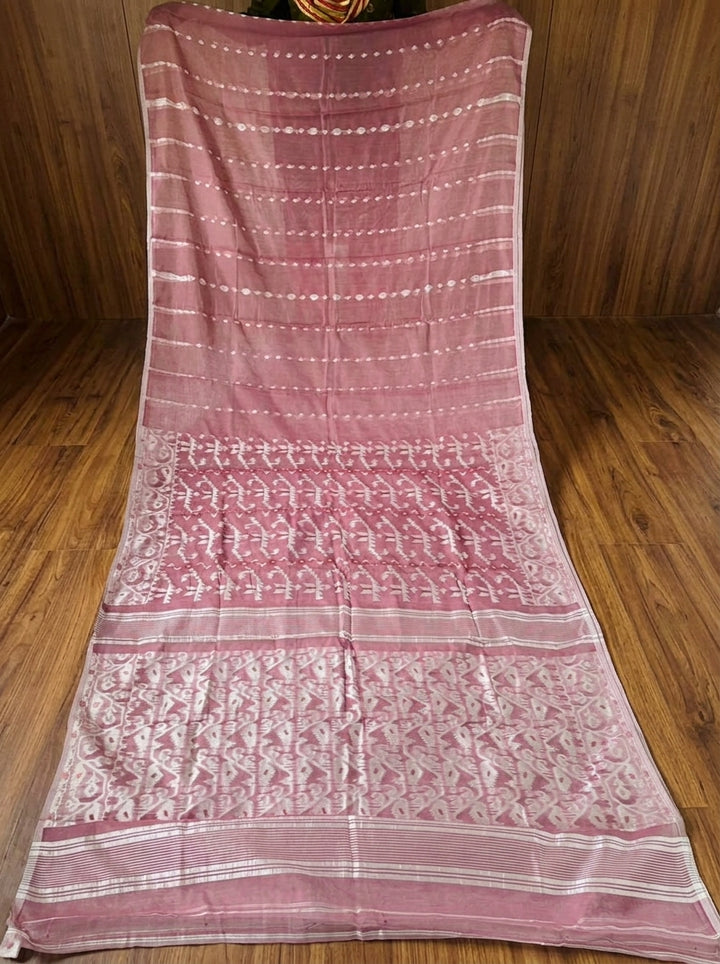 Shatarupa Bengal Jamdani Saree (Dusty Rose pink)