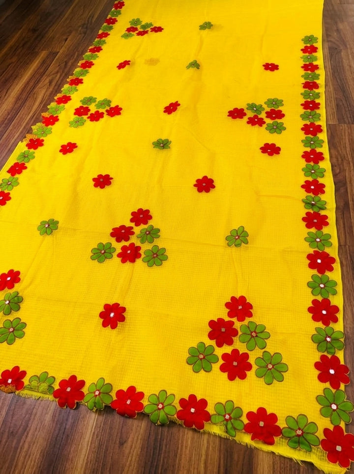 Surdhwani- Reshom Kota Applique Saree