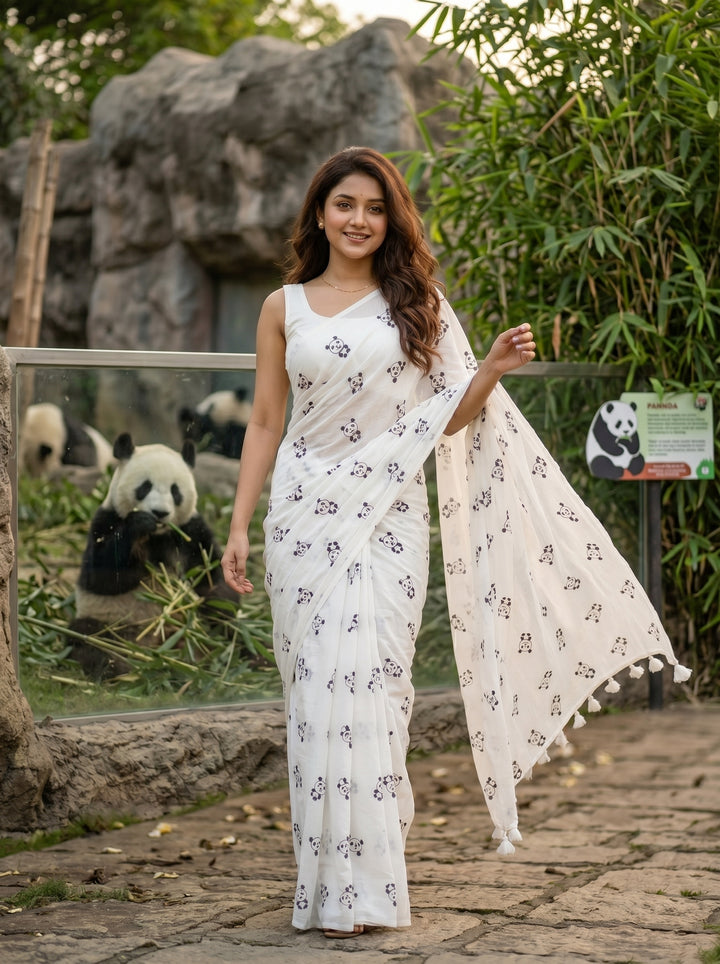 Little Panda Tale Mul Cotton Saree