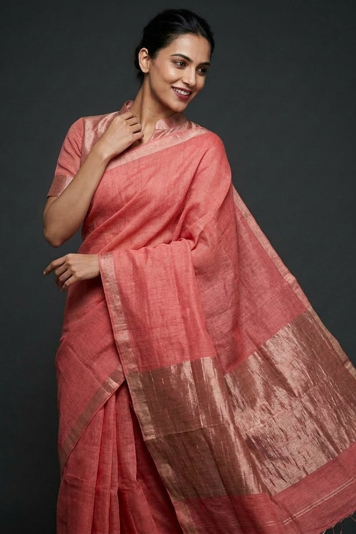 Chakro Rekha Tissue Linen Saree
