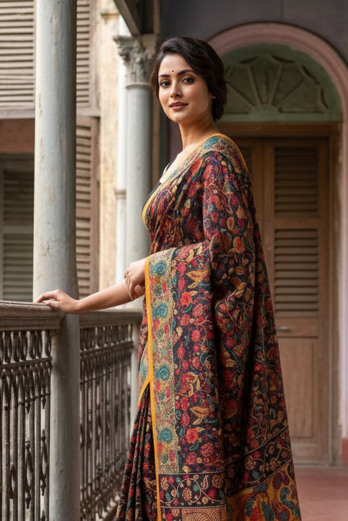 Special Kalamkari Fancy Linen Saree