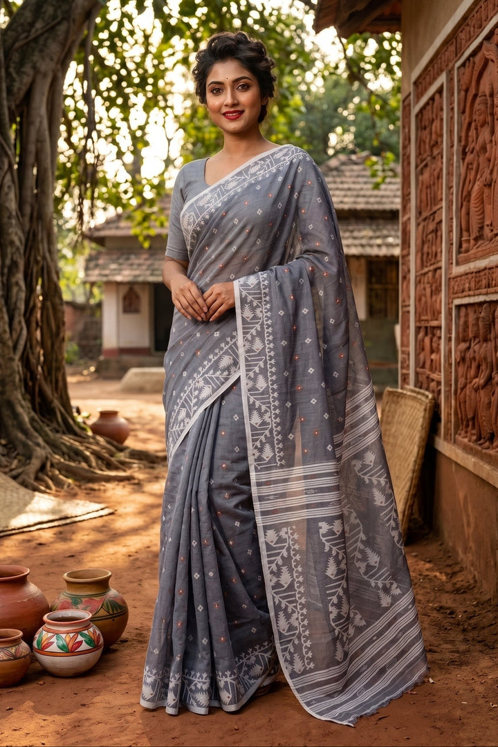 Ektu Bikel Karat Dhakai Jamdani Saree