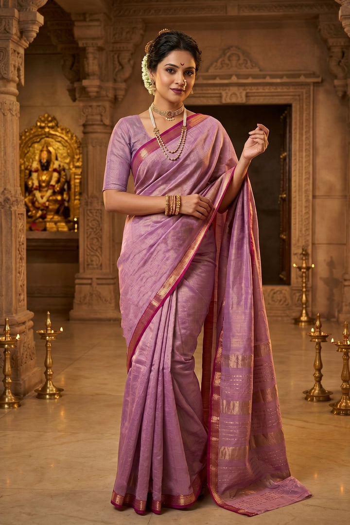 Roudro Chhowa Maheshwari Tissue silk saree