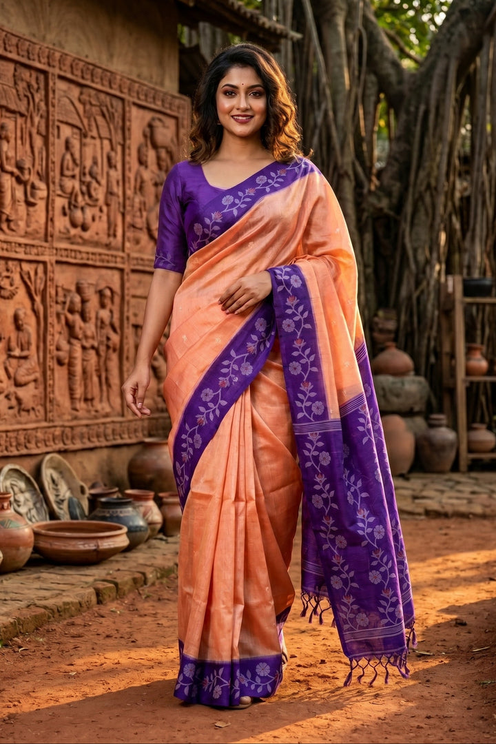 Purabi Prabha Gachi Tussar Banarashi  Saree