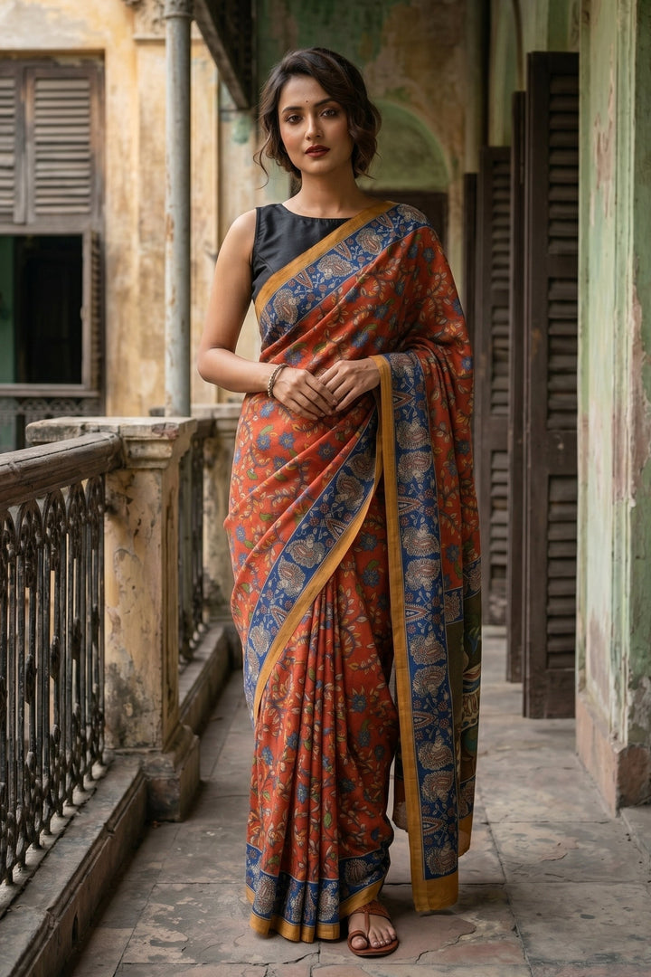 Special Kalamkari Fancy Linen Saree