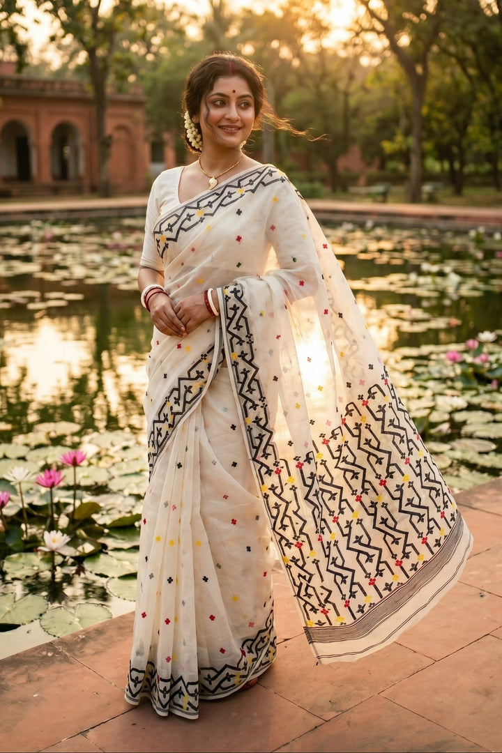 Chorui Pakhi Dhakai Jamdani Saree