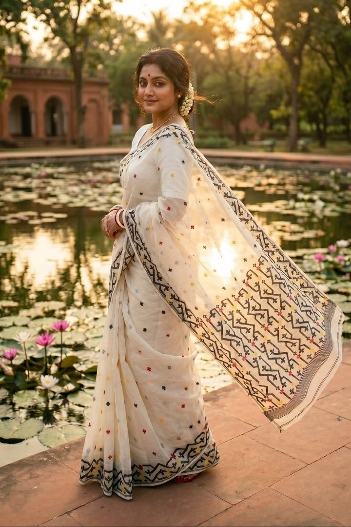 Chorui Pakhi Dhakai Jamdani Saree